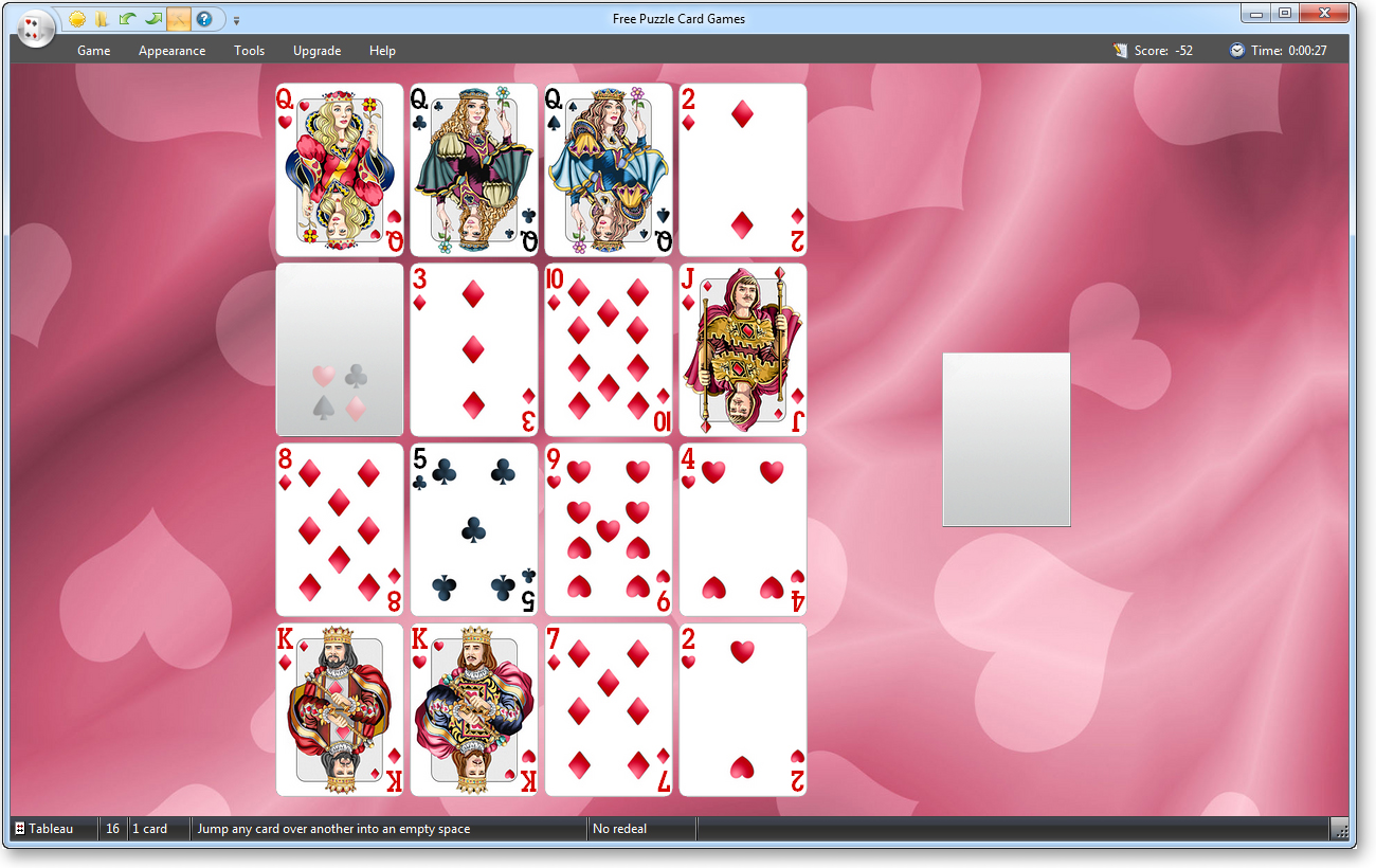 Free Puzzle Card Games - Only-One-Left (4 x 4 grid) screenshot