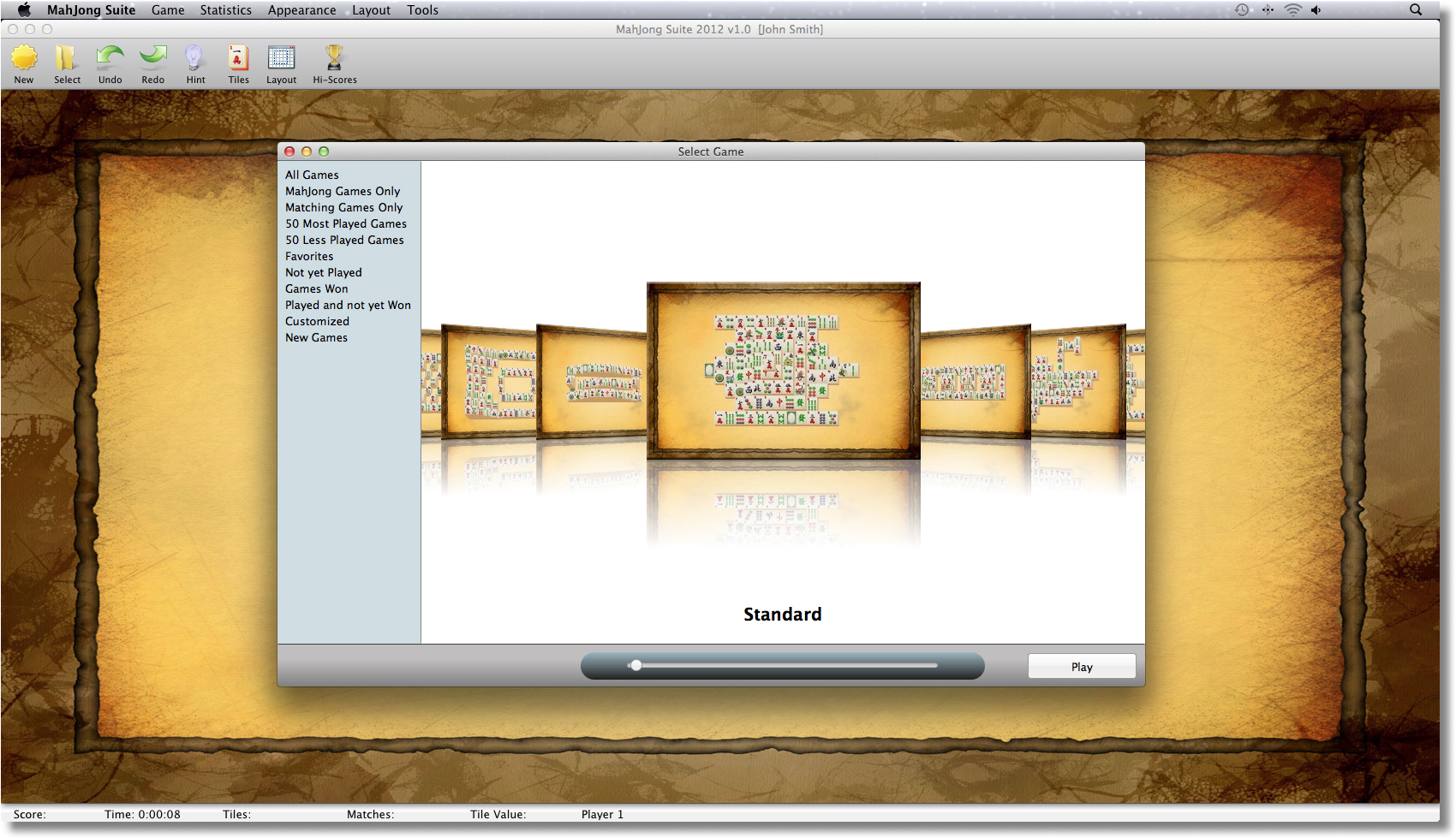 MahJong Suite for Mac - Flow View Screenshot